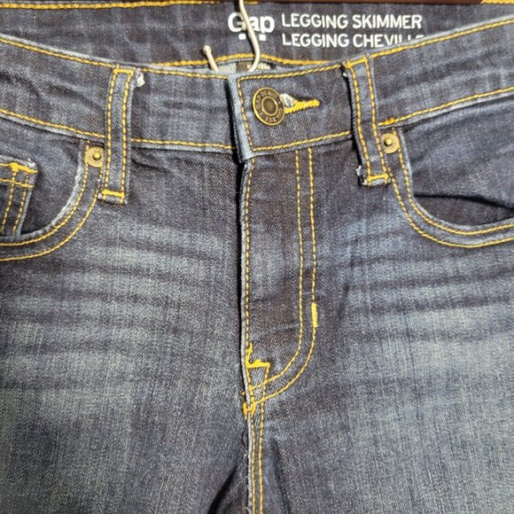 Gap Size 2 Classic Dark Wash Faded Denim Blue Skimmer Legging Skinny Jeans - Picture 5 of 9